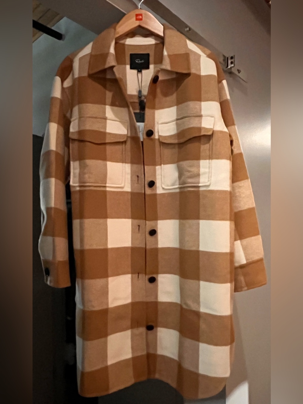 NWT Rails Jaro Coat Women’s Medium Ivory Camel Buffalo Plaid Wool Blend Jacket